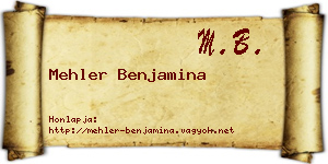Mehler Benjamina névjegykártya